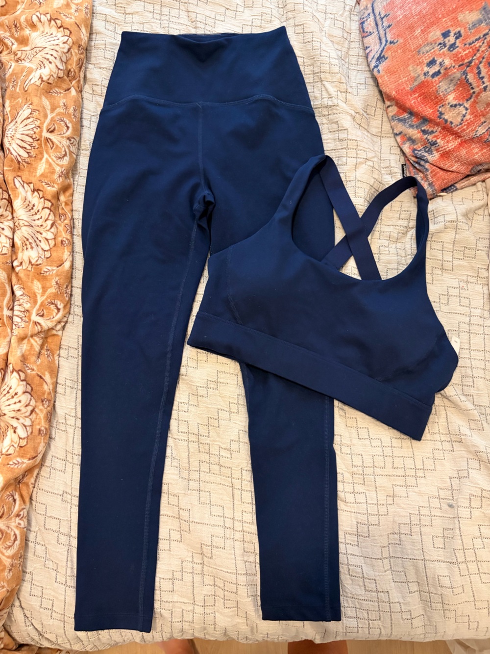 Beyond Yoga Navy Blue Leggings & Sports Bra Set